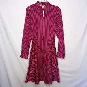 NWT Brooks Brothers Red Striped Belted Shirt Dress size 8